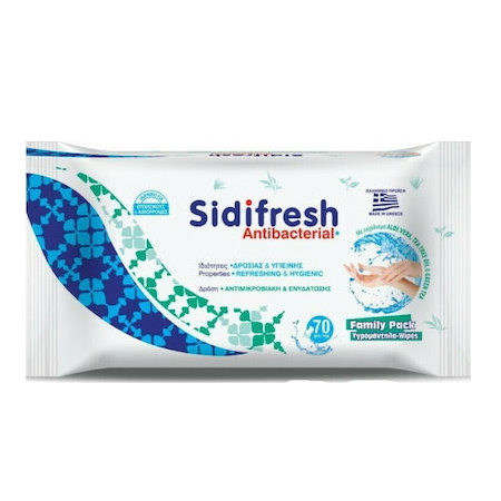 Sidiline Sidifresh Υγρά Μαντηλάκια Antibacterial με αντιμικροβιακή και ενυδατική δράση 70 τεμάχια
