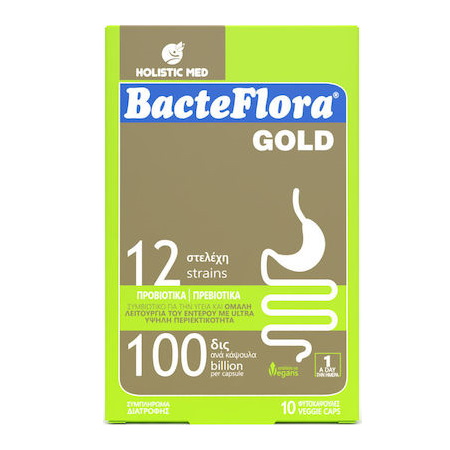 Holistic Med BacteFlora Gold Συνδυασμός Προβιοτικών & Πρεβιοτικών 10 κάψουλες