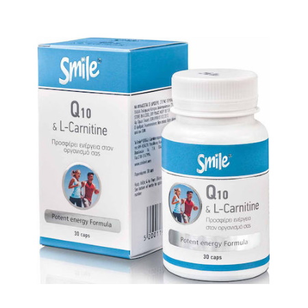 AM Health Smile CoQ10 & L-Carnitine Συμπλήρωμα διατροφής για ενίσχυση της καρδιάς και αντιοξείδωση 30 κάψουλες