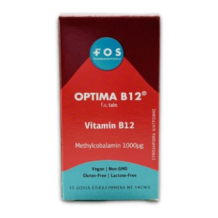 FOS Optima B12 Methylcobalamin 1000mg Συμπλήρωμα Διατροφής για την Υγεία του Νευρικού Συστήματος 30 Ταμπλέτες