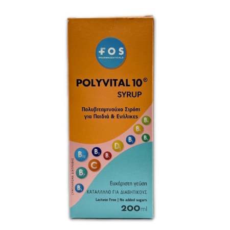 FOS Polyvital 10 Syrup Πολυβιταμίνη για Ενέργεια & Ενίσχυση του Ανοσοποιητικού 200ml