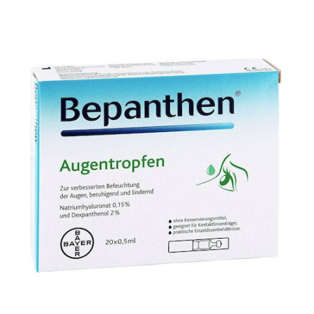 Bepanthene Eye Drops Οφθαλμικές Σταγόνες Ενυδατώνουν & Καταπραΰνουν τα Ξηρά & Ερεθισμένα Μάτια 20amps x 0.5ml