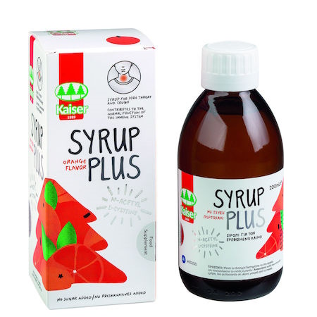 Kaiser Kids Syrup Plus Παιδικό Σιρόπι Με Γεύση Πορτοκάλι Για Τον Ερεθισμένο Λαιμό Και την Άμυνα Του Οργανισμού 200ml