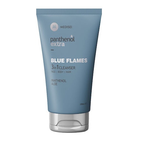 Panthenol Extra Blue Flames 3 In 1 Ανδρικό Αφρόλουτρο & Σαμπουάν Καθημερινής Χρήσης Για Πρόσωπο Σώμα & Μαλλιά 200ml