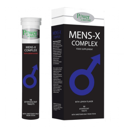 Power of Nature Mens-X Complex Stevia Συμπλήρωμα Διατροφής για Τόνωση της Στυτικής Λειτουργίας με γεύση Λεμόνι 32 Αναβράζοντα δισκία