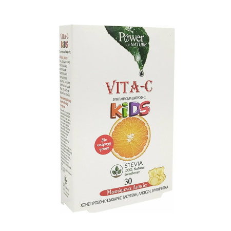 Power Health Power Of Nature Vita C Kids Stevia Παιδικό Συμπλήρωμα Διατροφής με Γεύση Πορτοκάλι 30 μασώμενα δισκία
