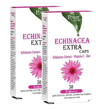Power of Nature Echinacea Extra Συμπλήρωμα Διατροφής με Εχινάτσια, Βιταμίνη C & Ψευδάργυρο για Ενίσχυση Ανοσοποιητικού 30 Κάψουλες 1+1 Δώρο