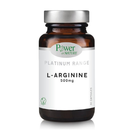 Power of Nature Platinum Range L-Arginine 500 mg Διατροφικό Συμπλήρωμα με L-Αργινίνη 30 Φυτικές Κάψουλες