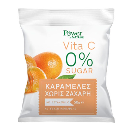 Power of Nature Vita C 0% Sugar Καραμέλες με Βιταμίνη C Γεύση Μανταρίνι 50g