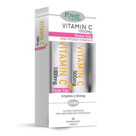 Power of Nature Πακέτο Vitamin C 1000mg Rose Hip 20eff.tabs + ΔΩΡΟ Vitamin C 500mg 20eff.tabs