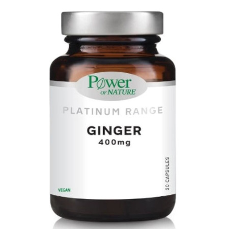Power of Nature Platinum Range Ginger 400mg Συμπλήρωμα Διατροφής με Τζίντζερ για Αντιμετώπιση των Ήπιων Γαστρεντερικών Διαταραχών & της Ναυτίας 30 Κάψουλες