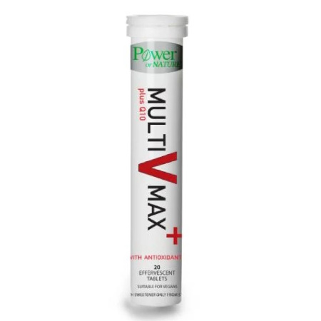 Power of Nature Multi V Max+ Plus Q10 Πολυβιταμίνη με Γεύση Ροδάκινο 20 Αναβράζοντα Δισκία