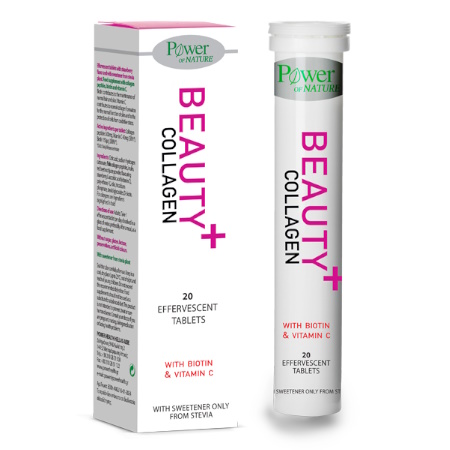 Power of Nature Beauty Collagen Stevia Συμπλήρωμα Διατροφής με Πεπτίδια Κολλαγόνου Βιοτίνη & Βιταμίνη C 20 Αναβράζοντα Δισκία