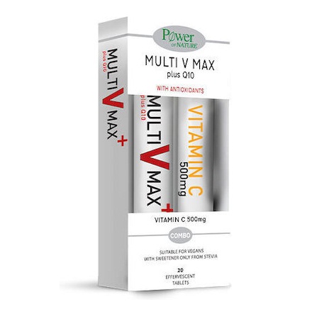 Power Of Nature Multi V Max Plus Q10 20 Αναβράζοντα Δισκία + Vit. C 500mg 20 Αναβράζοντα Δισκία