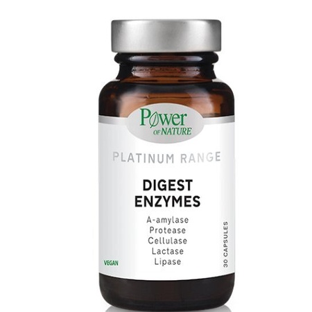 Power of Nature Platinum Range Digest Enzymes Συμπλήρωμα Διατροφής με 5 Πεπτικά Ένζυμα 30 Κάψουλες