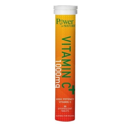 Power of Nature Vitamin C+ 1000mg Συμπλήρωμα Διατροφής με Βιταμίνη C Υψηλής Ισχύος για Ενίσχυση του Ανοσοποιητικού & Αντιοξειδωτική Προστασία με Γεύση Πορτοκάλι 20 Αναβράζοντα Δισκία