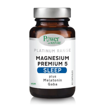 Power of Nature Platinum Range Magnesium Premium 5 Sleep Φόρμουλα Χαλάρωσης και Υποστήριξης του Νευρικού Συστήματος 60 Κάψουλες