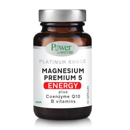 Power of Nature Platinum Range Magnesium Premium 5 Energy Φόρμουλα για Ενέργεια & Μείωση της Κόπωσης 60 Κάψουλες