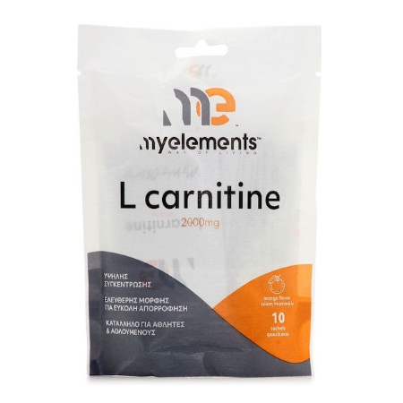 My Elements L-Carnitine Συμπλήρωμα Διατροφής Καρνιτίνης Για Έλεγχο Επιπέδων Λίπους & Αποκατάσταση 2000mg 10 Φακελίσκοι