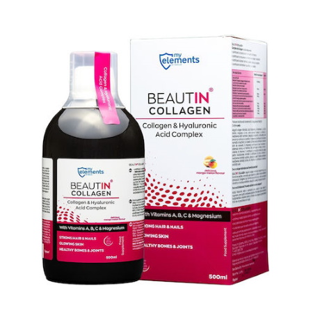 My Elements Beautin Collagen Υδρολυμένο Πόσιμο Κολλαγόνο με Υαλουρονικό Οξύ και Βιταμίνες A,B,C με Γεύση Μάνγκο - Πεπόνι 500ml