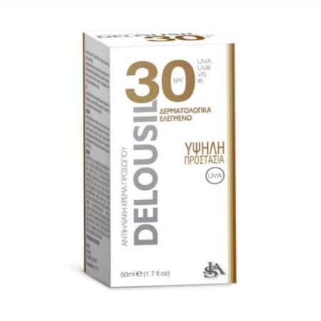 SJA Pharm Delousil Silky Skin Formula SPF30 Αντιηλιακή Κρέμα Προσώπου Μεταξένια Ματ Υφή με Σιτέλαιο και Λάδι Αλόης 50ml