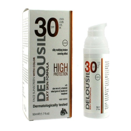SJA Pharm Delousil SPF30 With Color Αντιηλιακή Κρέμα Προσώπου Με Χρώμα Με Σησαμέλαιο Και Λάδι Καρύδας 50ml
