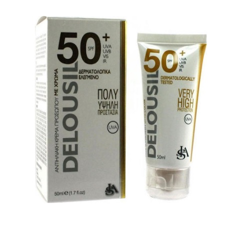 Delousil Silky Skin Αντιηλιακή Κρέμα Προσώπου με Χρώμα SPF50 50ml