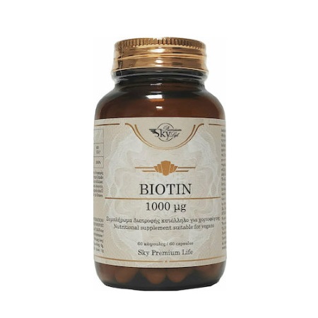 Sky Premium Life Biotin Συμπλήρωμα Διατροφής με Βιοτίνη για την Υγεία Μαλλιών και του Δέρματος 1000mg 60 κάψουλες