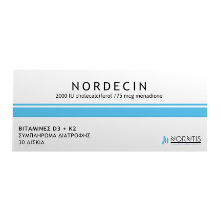 Norntis Nordecin Συμπλήρωμα Διατροφής με Βιταμίνες D3 + K2 30 Ταμπλέτες