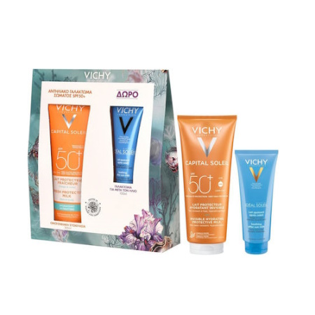 Vichy Promo Capital Soleil Invisible Hydrating Protective Face & Body Milk Spf50+, 300ml & Δώρο Ideal Soleil Soothing After Sun Face & Body Milk 100ml