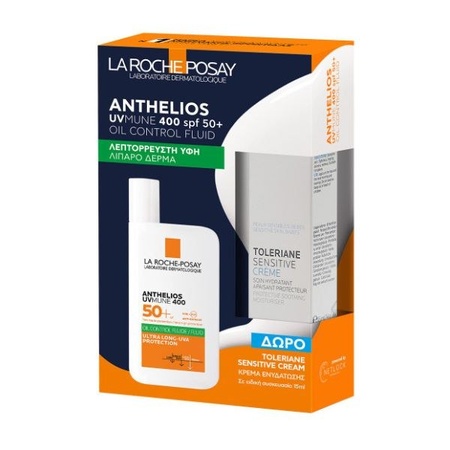 La Roche Posay Anthelios UVMUNE 400 Fluid SPF50+ Aντηλιακό Προσώπου για Λιπαρό Δέρμα & Δώρο Toleriane Sensitive Ενυδατική Κρέμα 15ml
