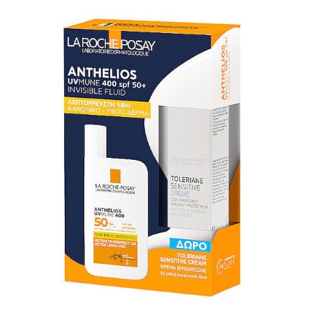 La Roche Posay Πακέτο Anthelios UVMune 400 Spf50+ Invisible Fluid 50ml + ΔΩΡΟ Toleriane Sensitive Moisturiser Cream 15ml