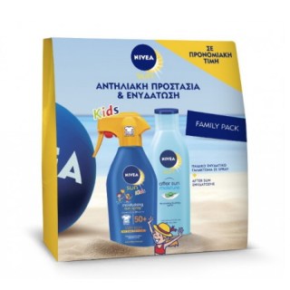 Nivea Sun Kids Moisturising Trigger Spray SPF50 Αντιηλιακό Σπρέι για Παιδιά 300ml + After Sun Moisture With Aloe Vera Ενυδατική Λοσιόν με Αλόη Βέρα 200ml