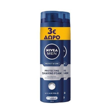 Nivea Men Protect Care Αφρός Ξυρίσματος με Aloe Vera 2x250ml