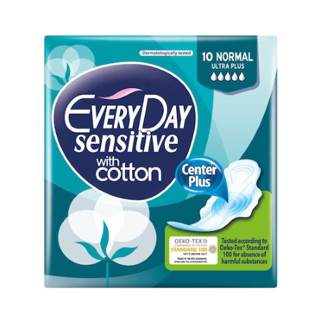 Every Day Sensitive with Cotton Normal Ultra Plus Σερβιέτες με Φτερά 10 τεμάχια