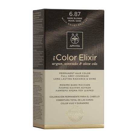 Apivita My Color Elixir Argan Avocado & Olive Oils No 6.87 Μόνιμη Βαφή Μαλλιών Ξανθό Σκούρο Περλέ