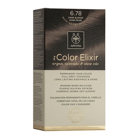 Apivita My Color Elixir Argan Avocado & Olive Oils No 6.78 Μόνιμη Βαφή Μαλλιών Ξανθό Σκούρο Μπεζ Περλέ
