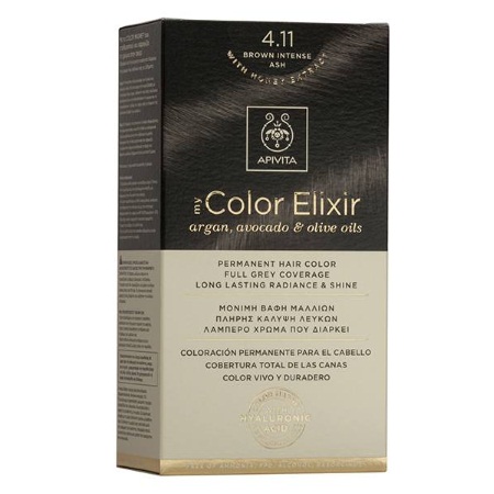 Apivita My Color Elixir Argan Avocado & Olive Oils No 4.11 Μόνιμη Βαφή Μαλλιών Καστανό Έντονο Σαντρέ
