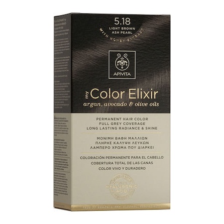 Apivita My Color Elixir Argan Avocado & Olive Oils No 5.18 Μόνιμη Βαφή Μαλλιών Καστανό Ανοιχτό Σαντρέ
