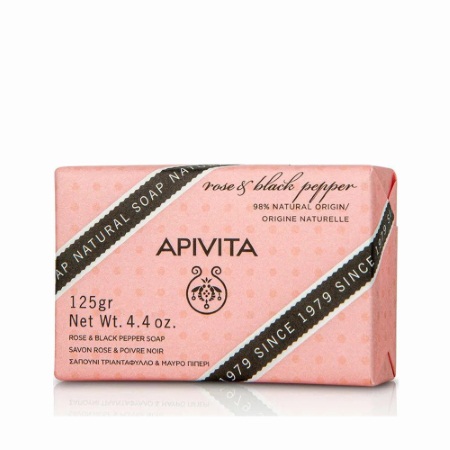 Apivita Natural Soap Σαπούνι με Τριαντάφυλλο & Μαύρο Πιπέρι 125gr