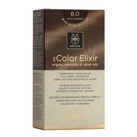 Apivita My Color Elixir Argan Avocado & Olive Oils No 8.0 Μόνιμη Βαφή Μαλλιών Ξανθό Ανοιχτό
