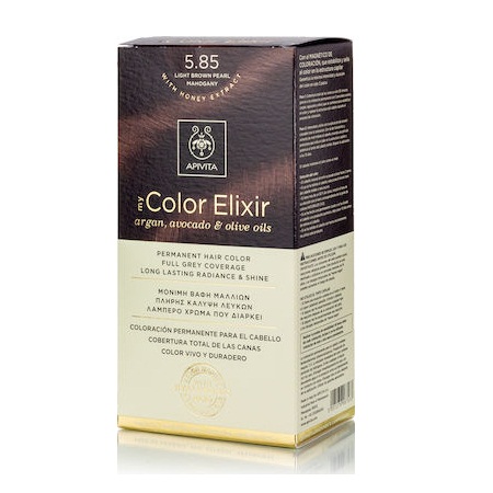 Apivita My Color Elixir Μόνιμη Βαφή Μαλλιών 5.85 Καστανό Ανοιχτό Περλέ Μαονί