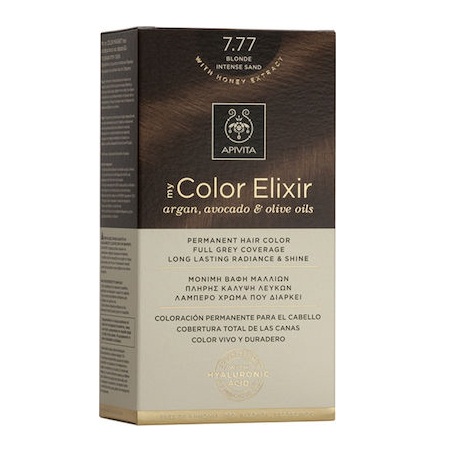 Apivita My Color Elixir Argan Avocado & Olive Oils No 7.77 Μόνιμη Βαφή Μαλλιών Ξανθό Έντονο Μπεζ