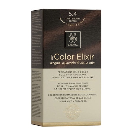Apivita My Color Elixir Argan Avocado & Olive Oils No 5.4 Μόνιμη Βαφή Μαλλιών Καστανό Ανοιχτό Χάλκινο