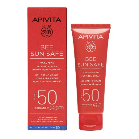 Apivita Bee Sun Safe Hydra Fresh Face Gel Cream Ενυδατική Αντηλιακή Κρέμα Gel Προσώπου Ελαφριάς Υφής SPF50 50ml