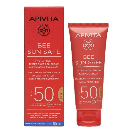 Apivita Bee Sun Safe Hydra Fresh Tinted Face Cream Αντηλιακή Ενυδατική Κρέμα-Gel Προσώπου με Χρώμα SPF50 50ml