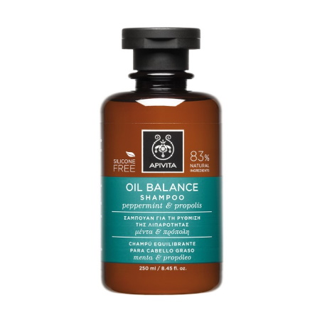 Apivita Oily Hair Σαμπουάν για τη Ρύθμιση της Λιπαρότητας με Μέντα & Πρόπολη 250ml