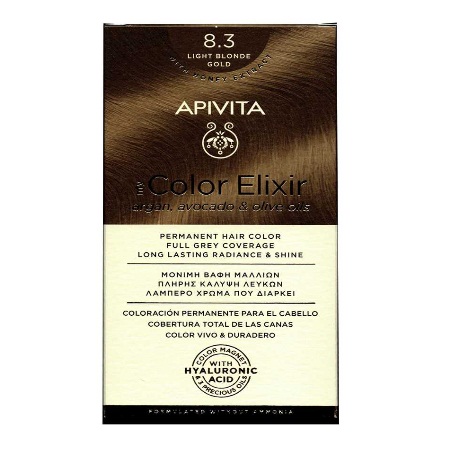Apivita My Color Elixir Argan Avocado & Olive Oils No 8.3 Μόνιμη Βαφή Μαλλιών Ξανθό Ανοιχτό Χρυσό