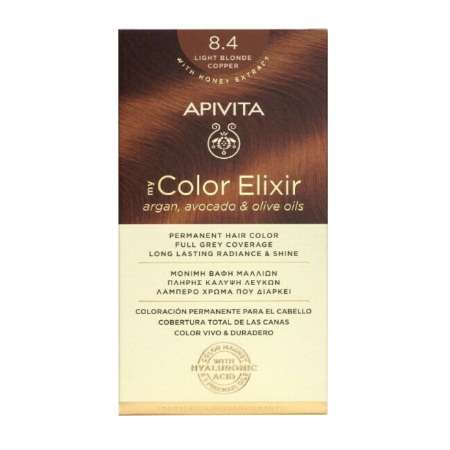 Apivita My Color Elixir Argan Avocado & Olive Oils Μόνιμη Βαφή Μαλλιών Νο 8.4 Ξανθό Ανοιχτό Χάλκινο