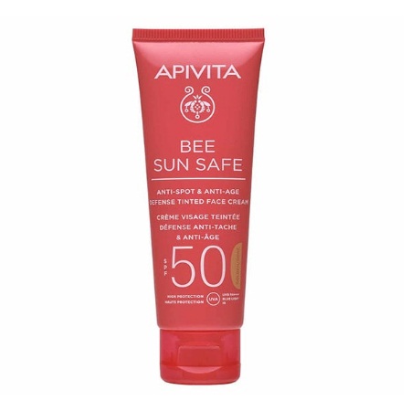 Apivita Bee Sun Safe Anti-Age & Spot Face Cream Tinted Αντηλιακή Κρέμα Προσώπου Κατά των Πανάδων και των Ρυτίδων με Χρώμα SPF50 Απόχρωση Golden 50ml